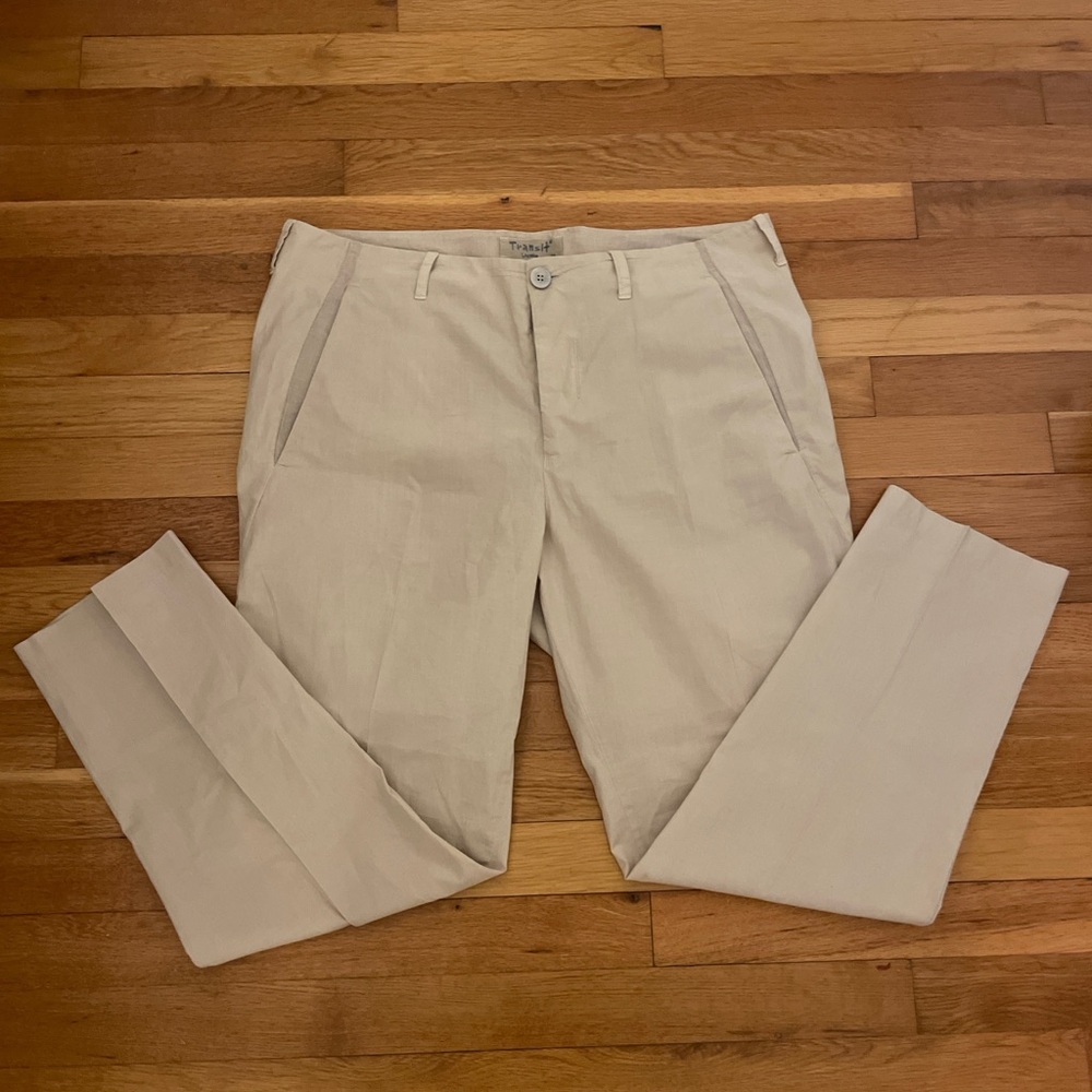 TRANSIT Uomo Men's Tan linen pants/trousers.  Made in Italy